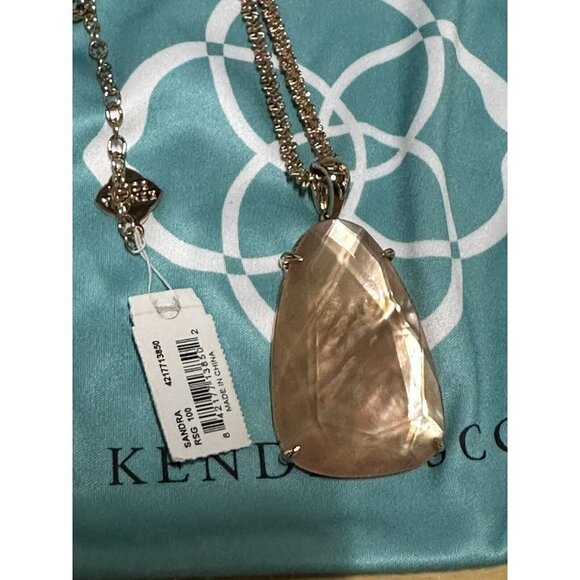 Kendra Scott Rose Gold Brown Pearl Long Sandra Pendant Necklace NWT - Picture 3 of 5